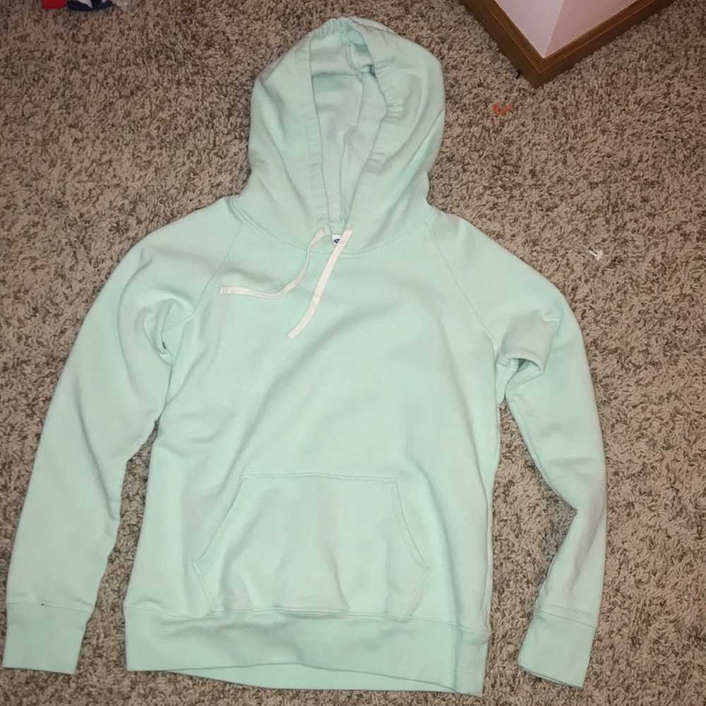 mint green hoodie